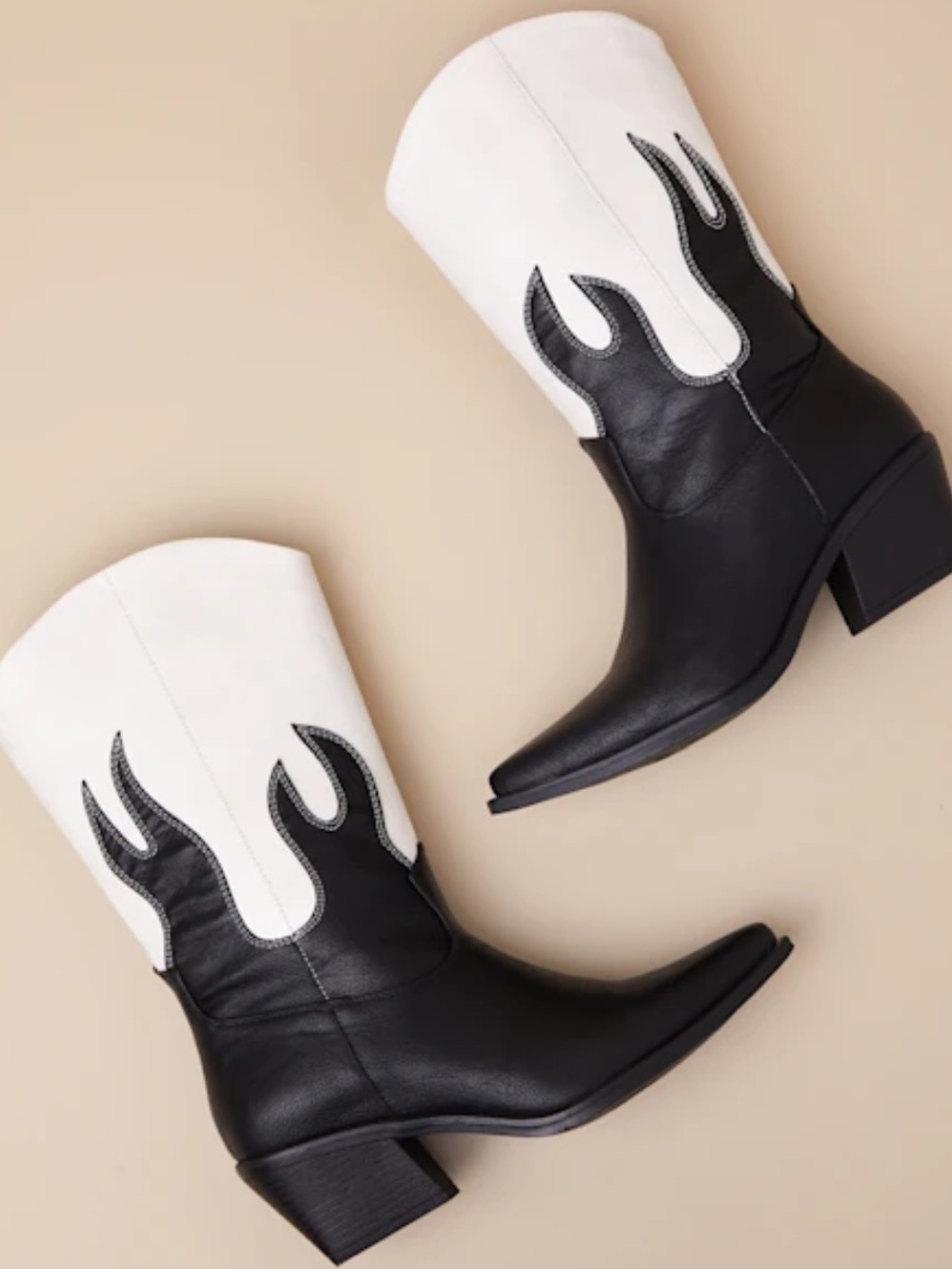 Black & White Mid-Calf Western Boots